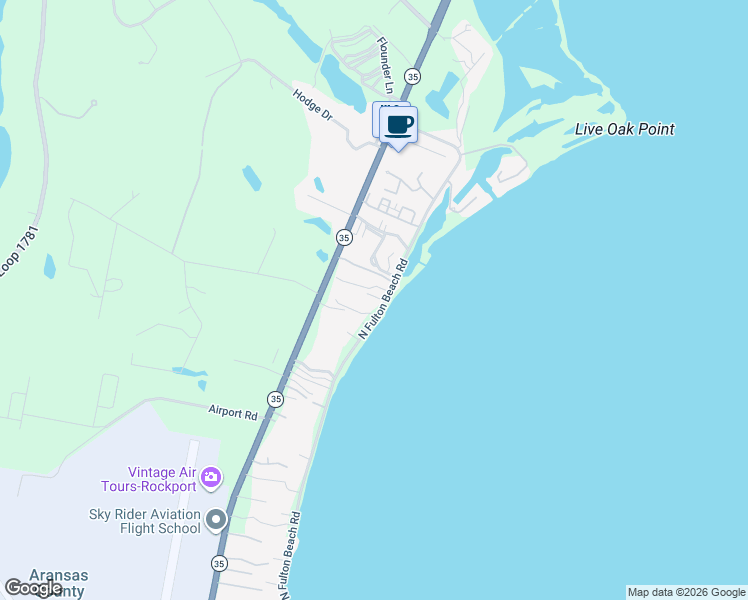 map of restaurants, bars, coffee shops, grocery stores, and more near 1959 North Fulton Beach Road in Rockport