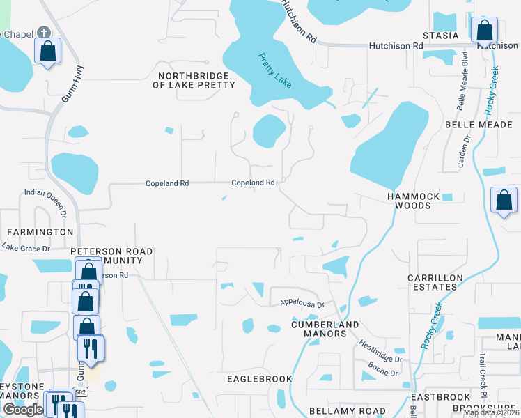 map of restaurants, bars, coffee shops, grocery stores, and more near 7612 Copeland Road in Odessa