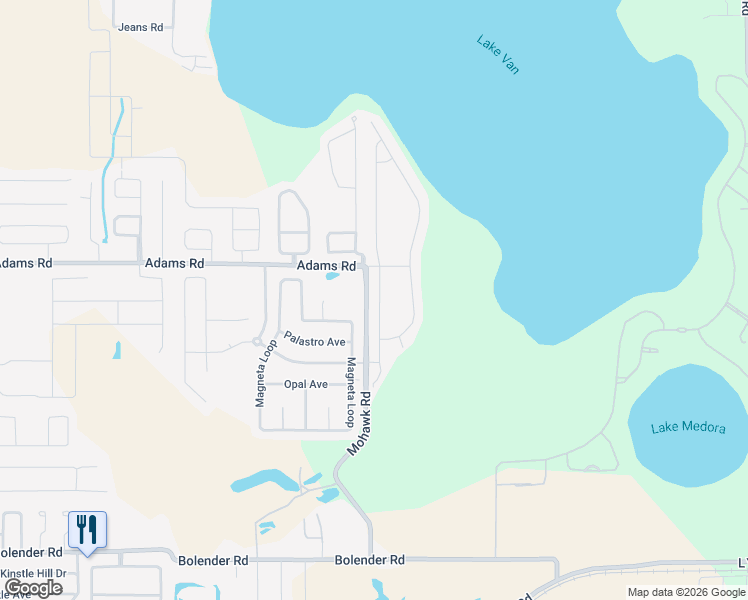 map of restaurants, bars, coffee shops, grocery stores, and more near 571 Autumn Stream Drive in Auburndale