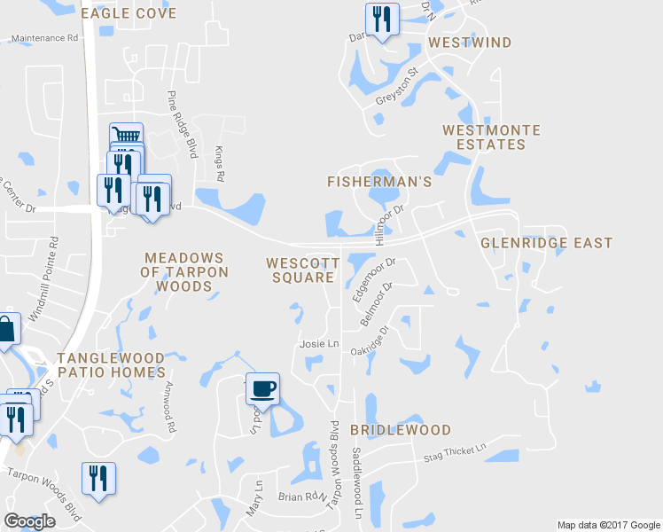 map of restaurants, bars, coffee shops, grocery stores, and more near 3192 Jademoor Circle in Palm Harbor