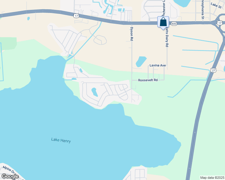 map of restaurants, bars, coffee shops, grocery stores, and more near 680 Sweetwater Way East in Haines City