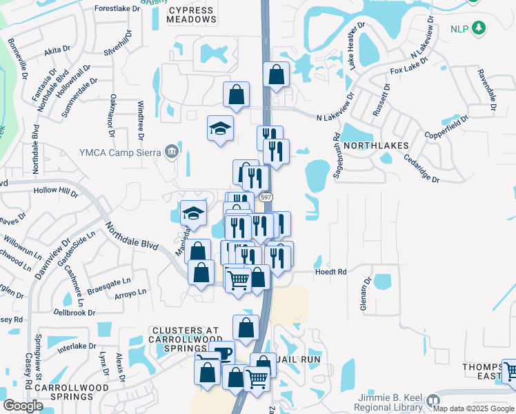 map of restaurants, bars, coffee shops, grocery stores, and more near 16002 North Dale Mabry Highway in Tampa