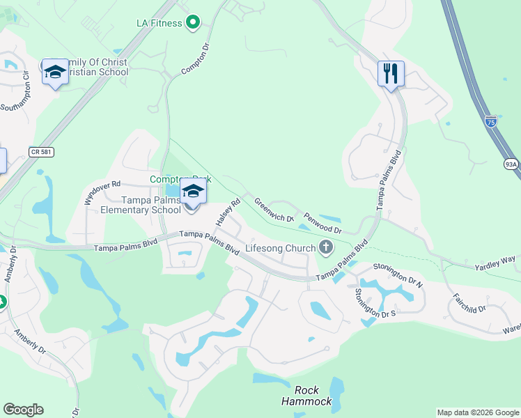 map of restaurants, bars, coffee shops, grocery stores, and more near 6227 Greenwich Drive in Tampa