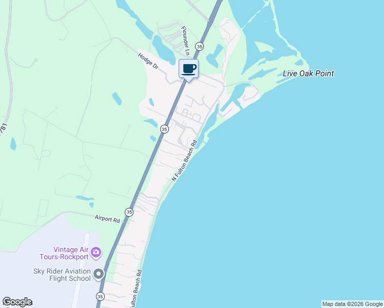 map of restaurants, bars, coffee shops, grocery stores, and more near 1959 North Fulton Beach Road in Rockport