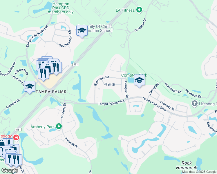 map of restaurants, bars, coffee shops, grocery stores, and more near 6009 Pratt Street in Tampa