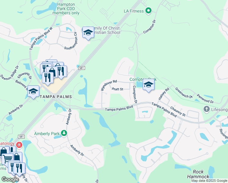 map of restaurants, bars, coffee shops, grocery stores, and more near 6009 Pratt Street in Tampa