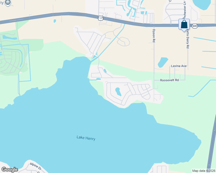 map of restaurants, bars, coffee shops, grocery stores, and more near 467 Sweetwater Way in Haines City