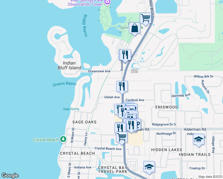map of restaurants, bars, coffee shops, grocery stores, and more near 501 Magnolia Avenue in Palm Harbor