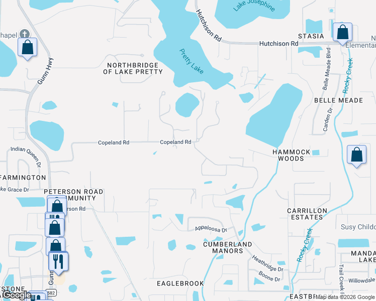 map of restaurants, bars, coffee shops, grocery stores, and more near 7612 Copeland Road in Odessa