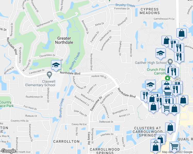 map of restaurants, bars, coffee shops, grocery stores, and more near 4211 Hollow Hill Drive in Tampa