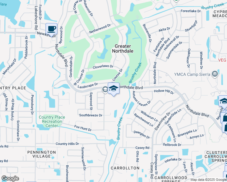 map of restaurants, bars, coffee shops, grocery stores, and more near 4500 Northdale Boulevard in Tampa