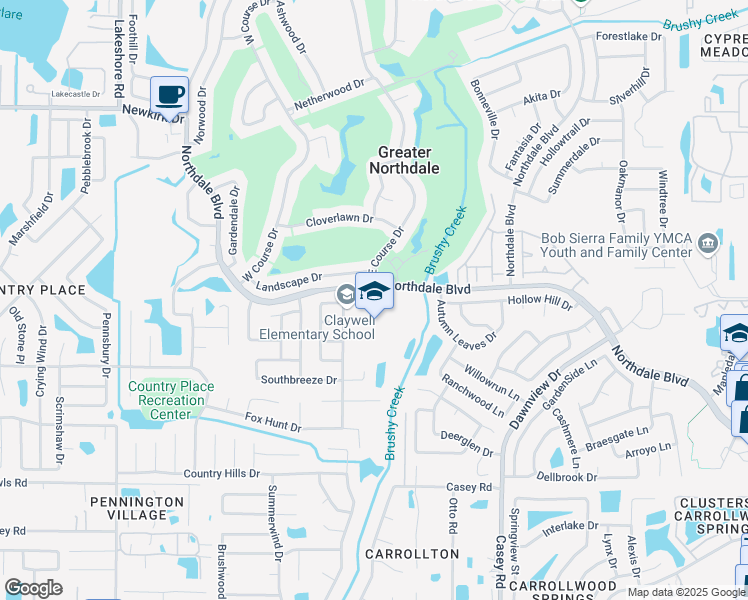 map of restaurants, bars, coffee shops, grocery stores, and more near 4500 Northdale Boulevard in Tampa