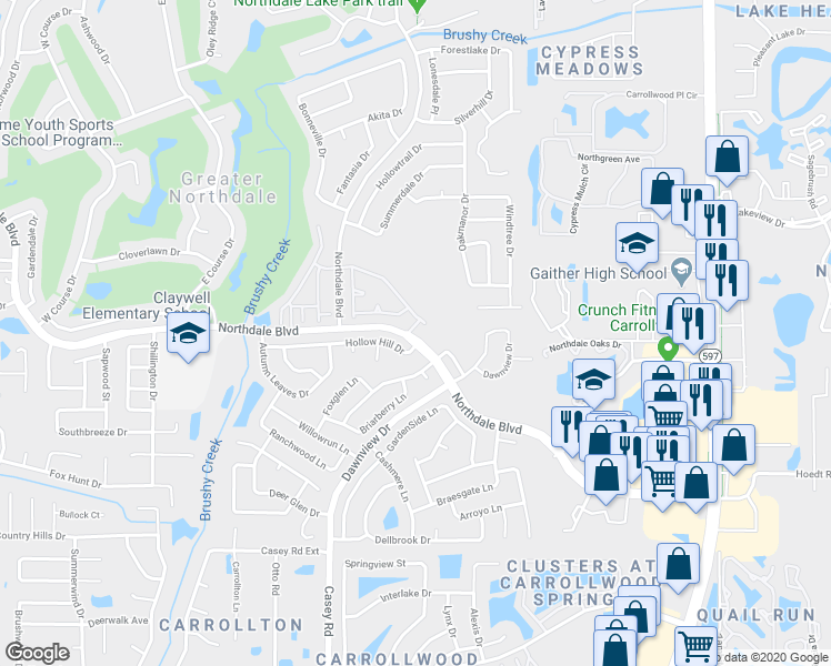 map of restaurants, bars, coffee shops, grocery stores, and more near 4102 Brentwood Park Circle in Tampa