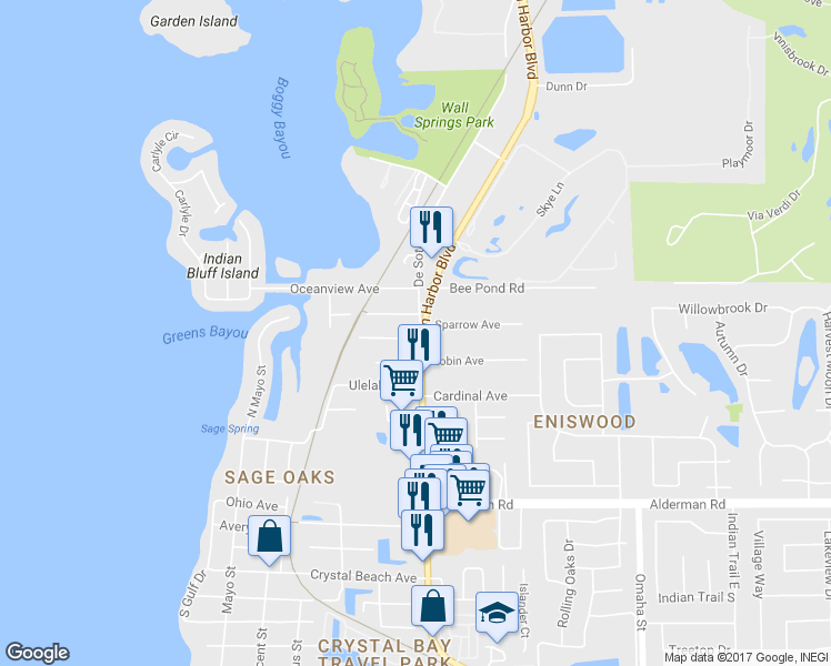map of restaurants, bars, coffee shops, grocery stores, and more near 3211 U.S. 19 Alternate in Palm Harbor