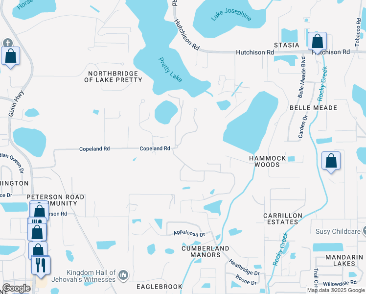 map of restaurants, bars, coffee shops, grocery stores, and more near 7401 Copeland Road in Odessa