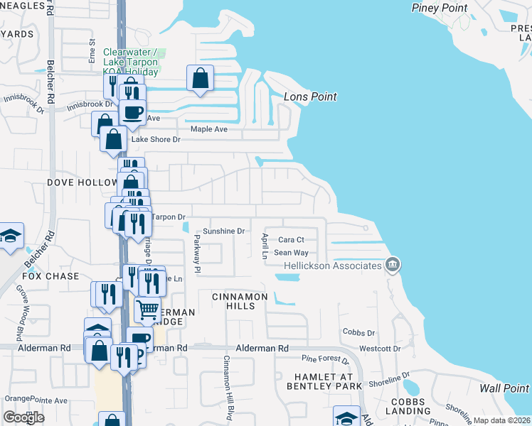 map of restaurants, bars, coffee shops, grocery stores, and more near 248 Independence Avenue in Palm Harbor