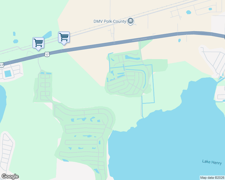 map of restaurants, bars, coffee shops, grocery stores, and more near 253 Ramsgate Way in Haines City