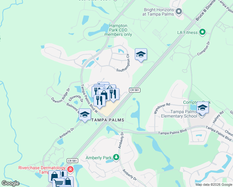 map of restaurants, bars, coffee shops, grocery stores, and more near 5124 Sterling Manor Drive in Tampa