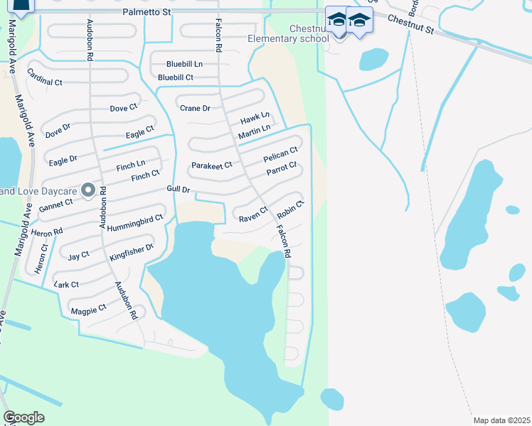 map of restaurants, bars, coffee shops, grocery stores, and more near 643 Raven Court in Kissimmee