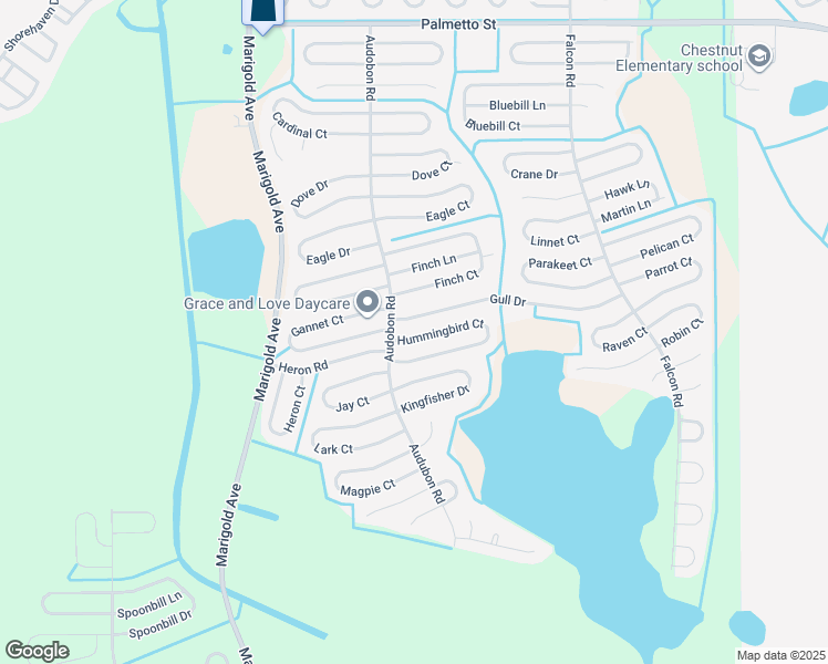 map of restaurants, bars, coffee shops, grocery stores, and more near 507 Hummingbird Court in Kissimmee