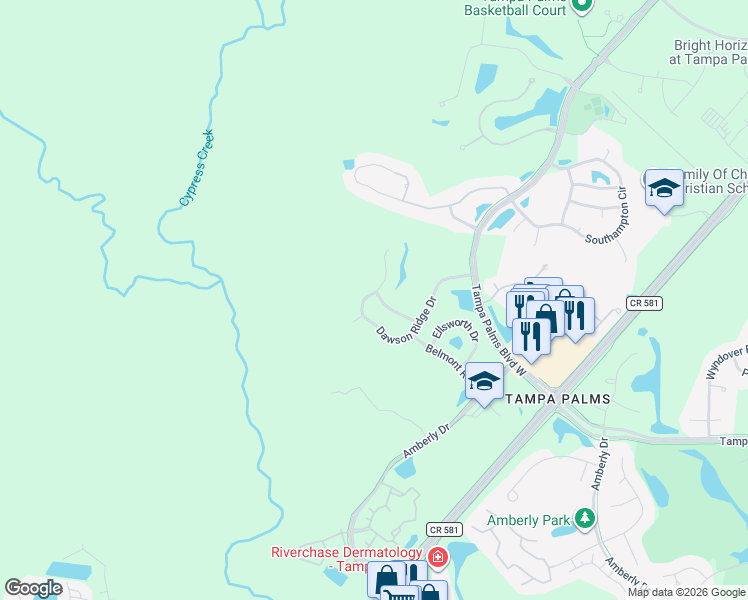 map of restaurants, bars, coffee shops, grocery stores, and more near 4901 Hallstead Way in Tampa