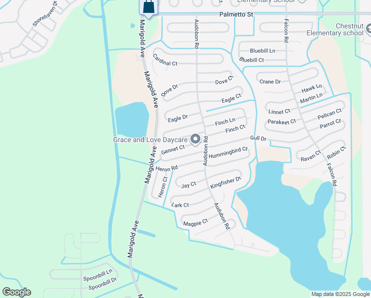 map of restaurants, bars, coffee shops, grocery stores, and more near 460 Gannet Court in Kissimmee