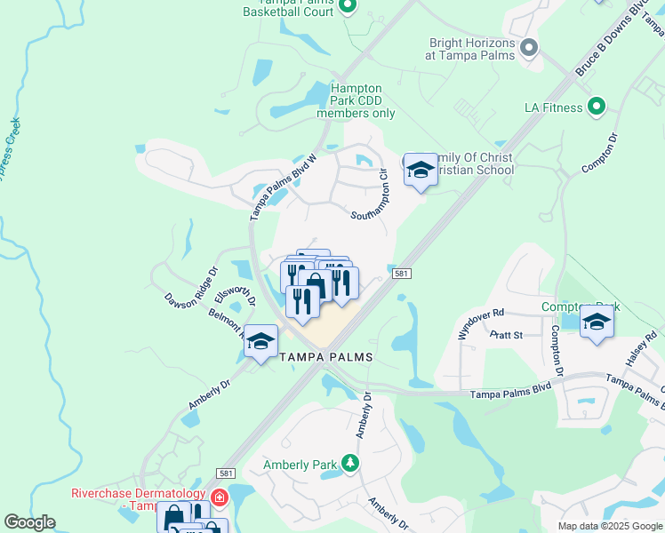 map of restaurants, bars, coffee shops, grocery stores, and more near 5124 Sterling Manor Drive in Tampa
