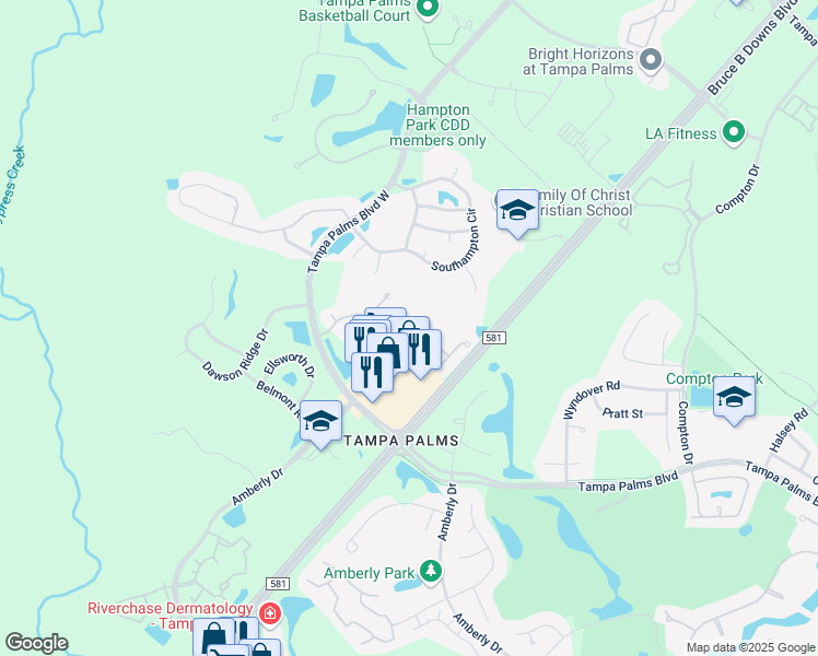 map of restaurants, bars, coffee shops, grocery stores, and more near 5124 Sterling Manor Drive in Tampa