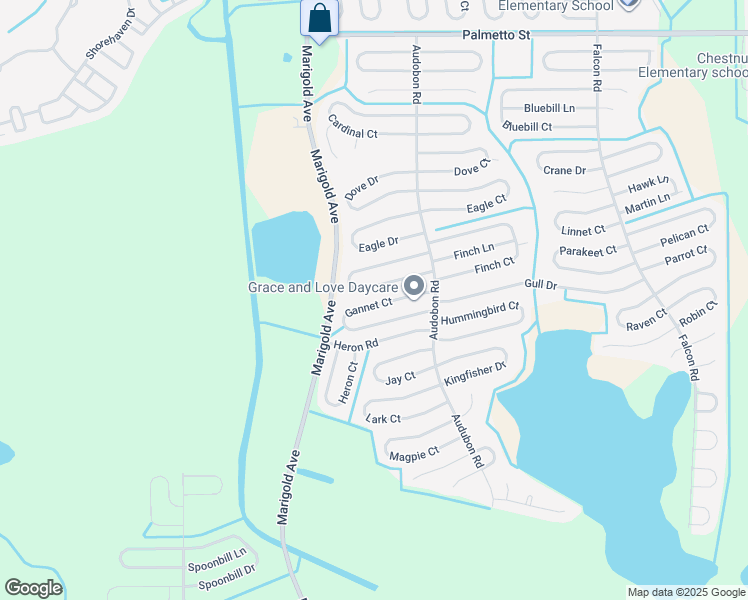 map of restaurants, bars, coffee shops, grocery stores, and more near 423 Gannet Court in Kissimmee
