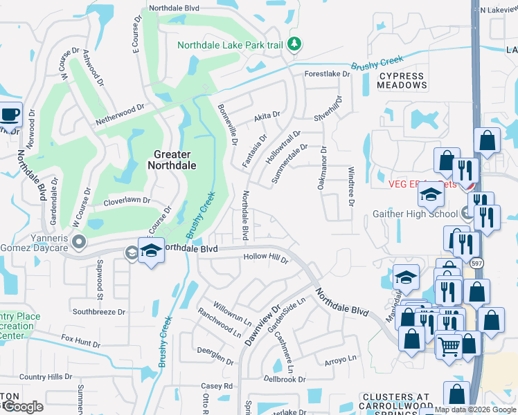map of restaurants, bars, coffee shops, grocery stores, and more near 4215 Brentwood Park Circle in Tampa