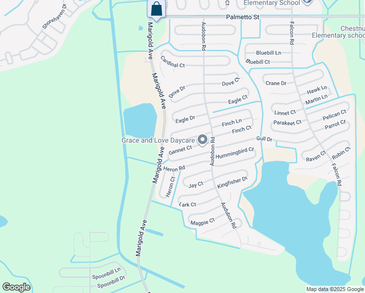 map of restaurants, bars, coffee shops, grocery stores, and more near 460 Gannet Court in Kissimmee