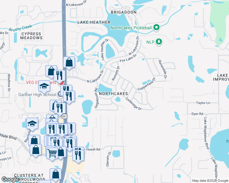 map of restaurants, bars, coffee shops, grocery stores, and more near 3123 Sandspur Drive in Tampa