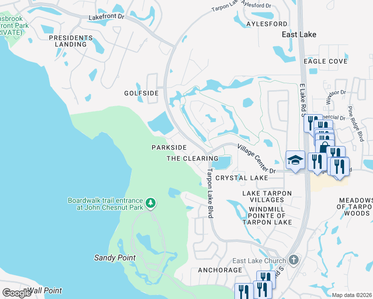 map of restaurants, bars, coffee shops, grocery stores, and more near 3871 Pheasant Court in Palm Harbor