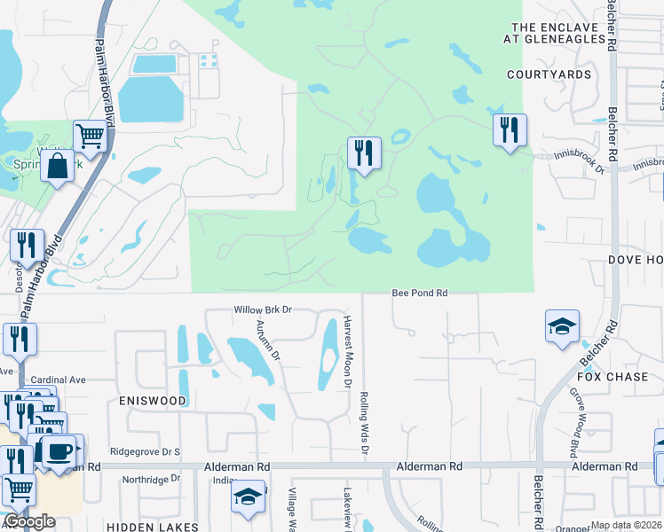 map of restaurants, bars, coffee shops, grocery stores, and more near 1561 Marinella Drive in Palm Harbor
