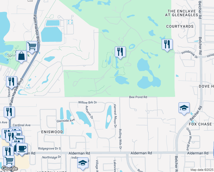 map of restaurants, bars, coffee shops, grocery stores, and more near 1561 Marinella Drive in Palm Harbor