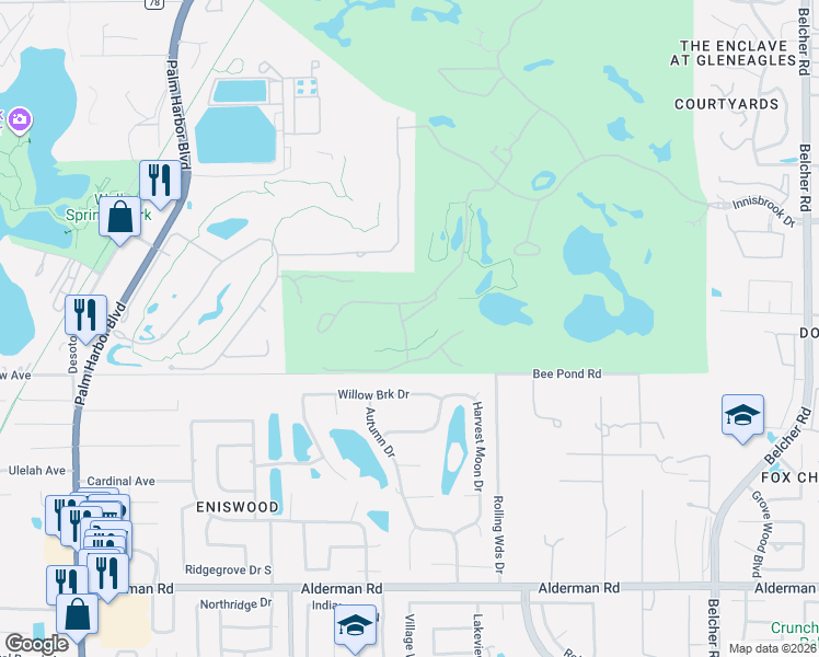 map of restaurants, bars, coffee shops, grocery stores, and more near 1508 Lavello Lane in Palm Harbor