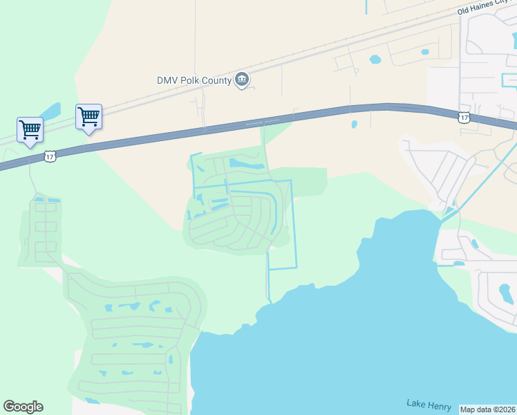 map of restaurants, bars, coffee shops, grocery stores, and more near 373 Melbourn Drive in Haines City