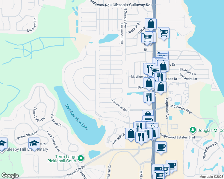map of restaurants, bars, coffee shops, grocery stores, and more near 1591 Valiant Drive in Lakeland