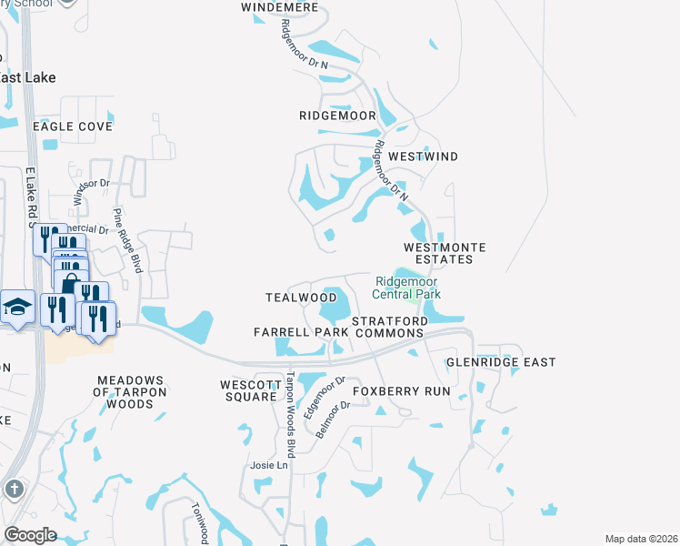 map of restaurants, bars, coffee shops, grocery stores, and more near 4005 Mermoor Drive in Palm Harbor