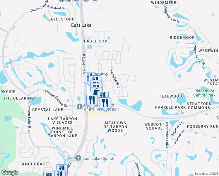 map of restaurants, bars, coffee shops, grocery stores, and more near 4966 Cambridge Boulevard in Palm Harbor