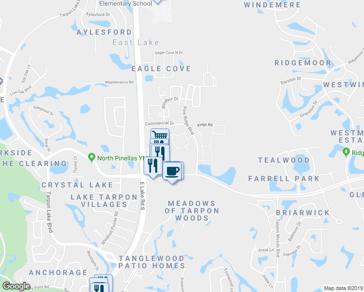 map of restaurants, bars, coffee shops, grocery stores, and more near 4966 Cambridge Boulevard in Palm Harbor