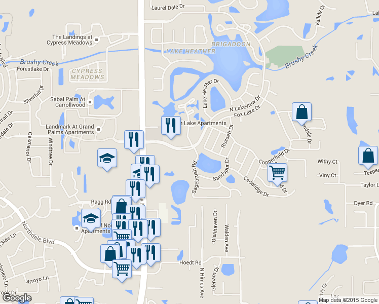 map of restaurants, bars, coffee shops, grocery stores, and more near 3306 North Lakeview Drive in Tampa