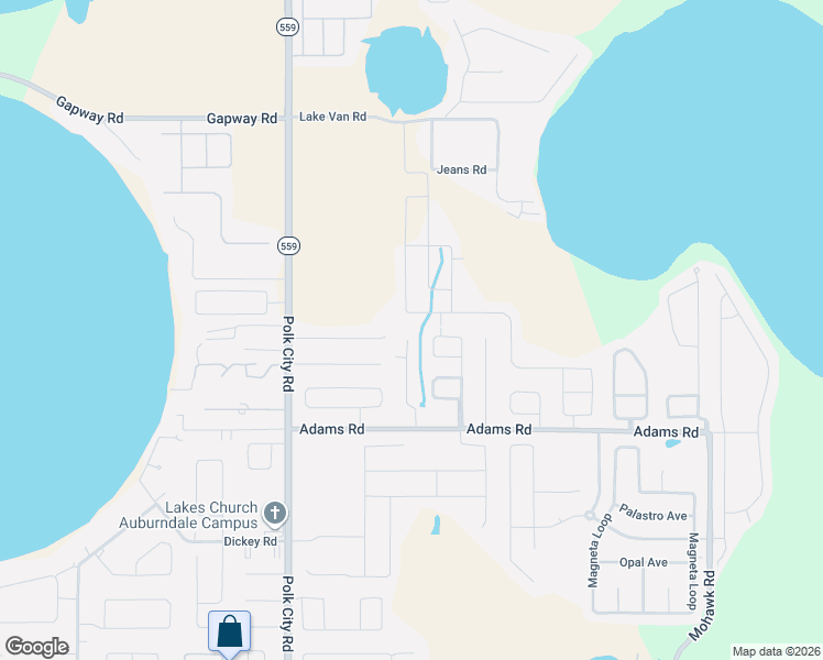 map of restaurants, bars, coffee shops, grocery stores, and more near 233 Meadow Vue Lane in Auburndale