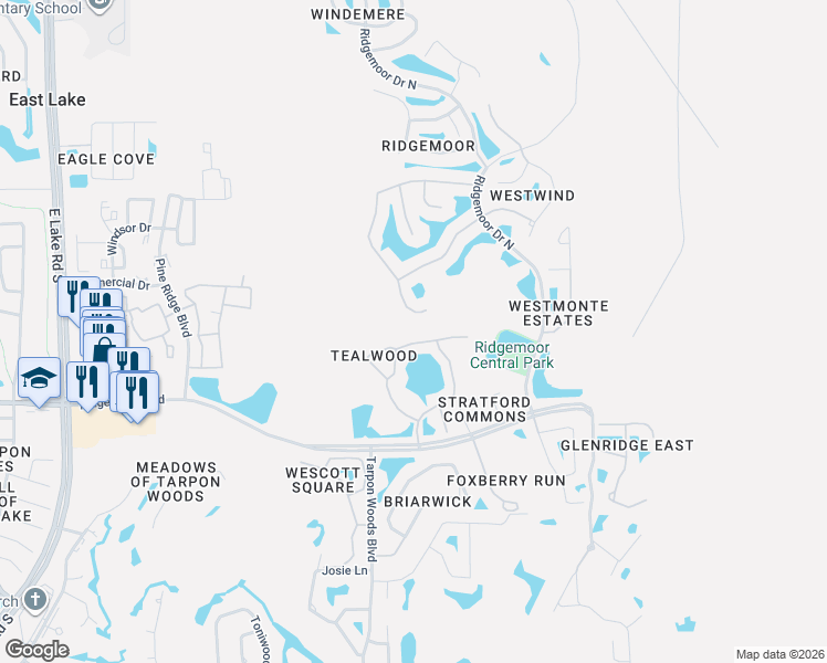 map of restaurants, bars, coffee shops, grocery stores, and more near 3988 Mermoor Drive in Palm Harbor
