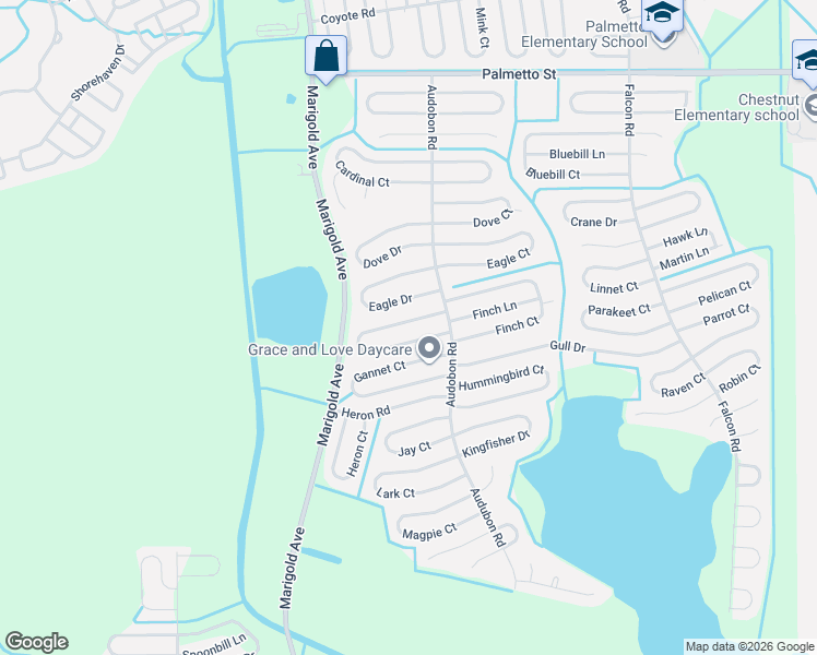 map of restaurants, bars, coffee shops, grocery stores, and more near 456 Flamingo Court in Kissimmee