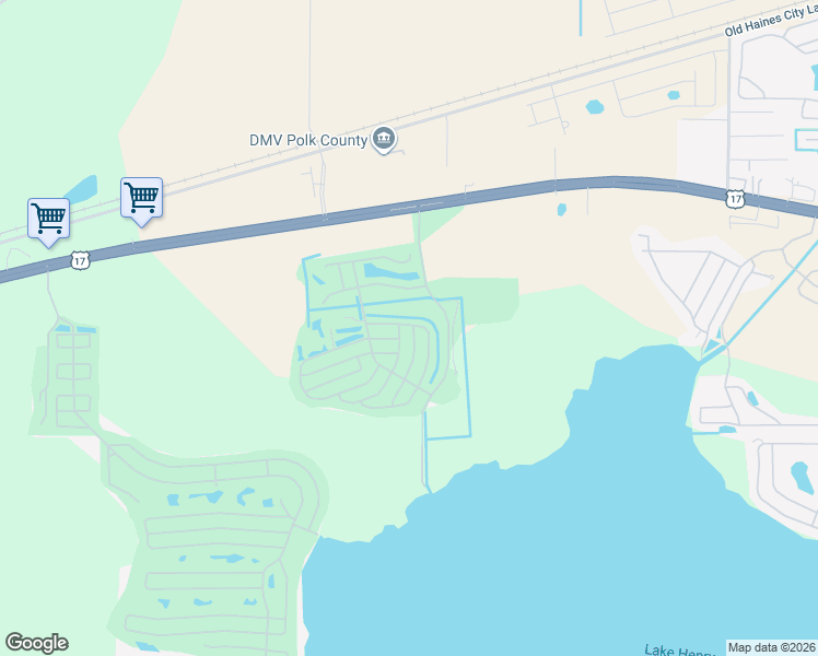 map of restaurants, bars, coffee shops, grocery stores, and more near 373 Melbourn Drive in Haines City