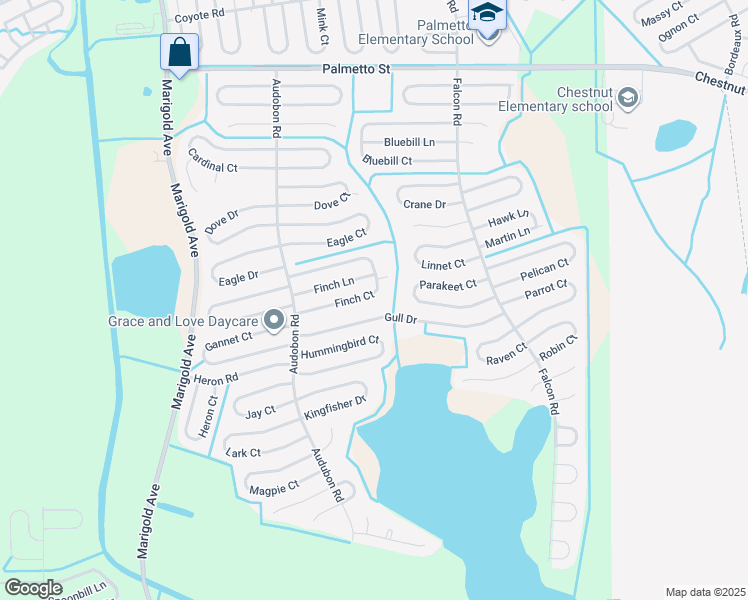 map of restaurants, bars, coffee shops, grocery stores, and more near 561 Finch Court in Kissimmee