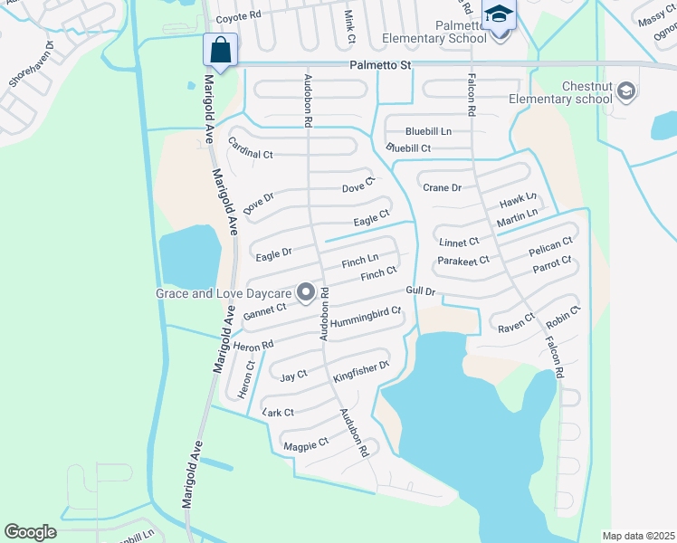 map of restaurants, bars, coffee shops, grocery stores, and more near 585 Finch Court in Poinciana