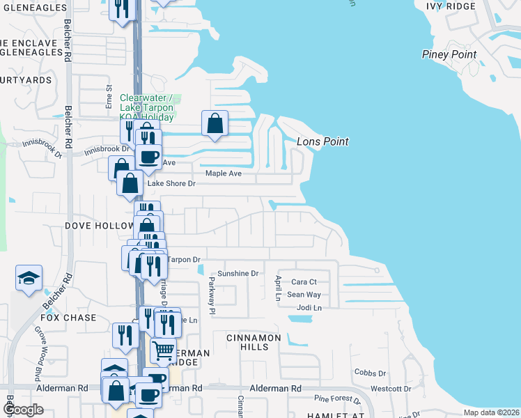 map of restaurants, bars, coffee shops, grocery stores, and more near 225 Philadelphia Boulevard in Palm Harbor