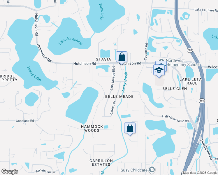 map of restaurants, bars, coffee shops, grocery stores, and more near 16130 Belle Meade Boulevard in Odessa